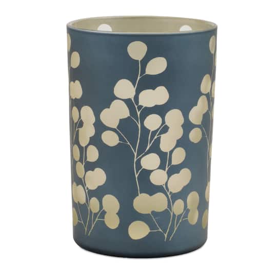 Frosted Foliage Glass Candle Holder Set
